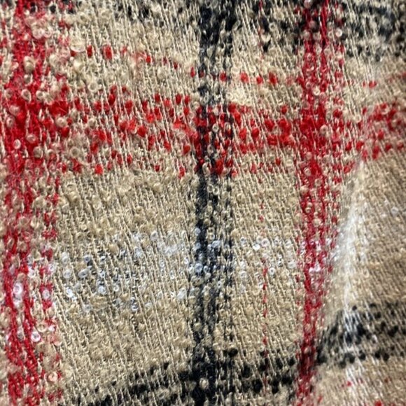 TALBOTS PLAID SKIRT WOOL BOUCLE TAN/RED/BLACK Size 6 - Picture 8 of 13